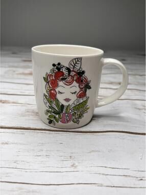 Tag Ceramic Mug with 'Crazy Plant Lady' and Floral Woman Design